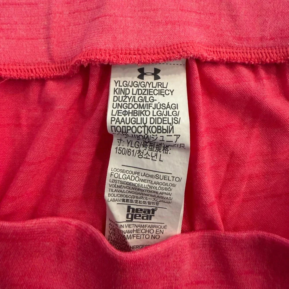 Under Armour Kids Pink Heathered‎ Capri Leggings Pants HeatGear Size L